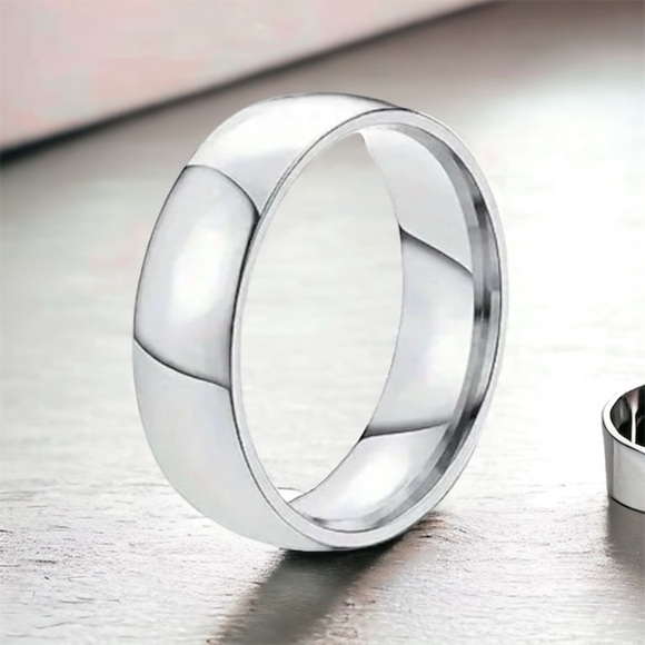Men’s Stainless Steel 6mm Smooth Finish Wedding Band - Picture 1 of 6